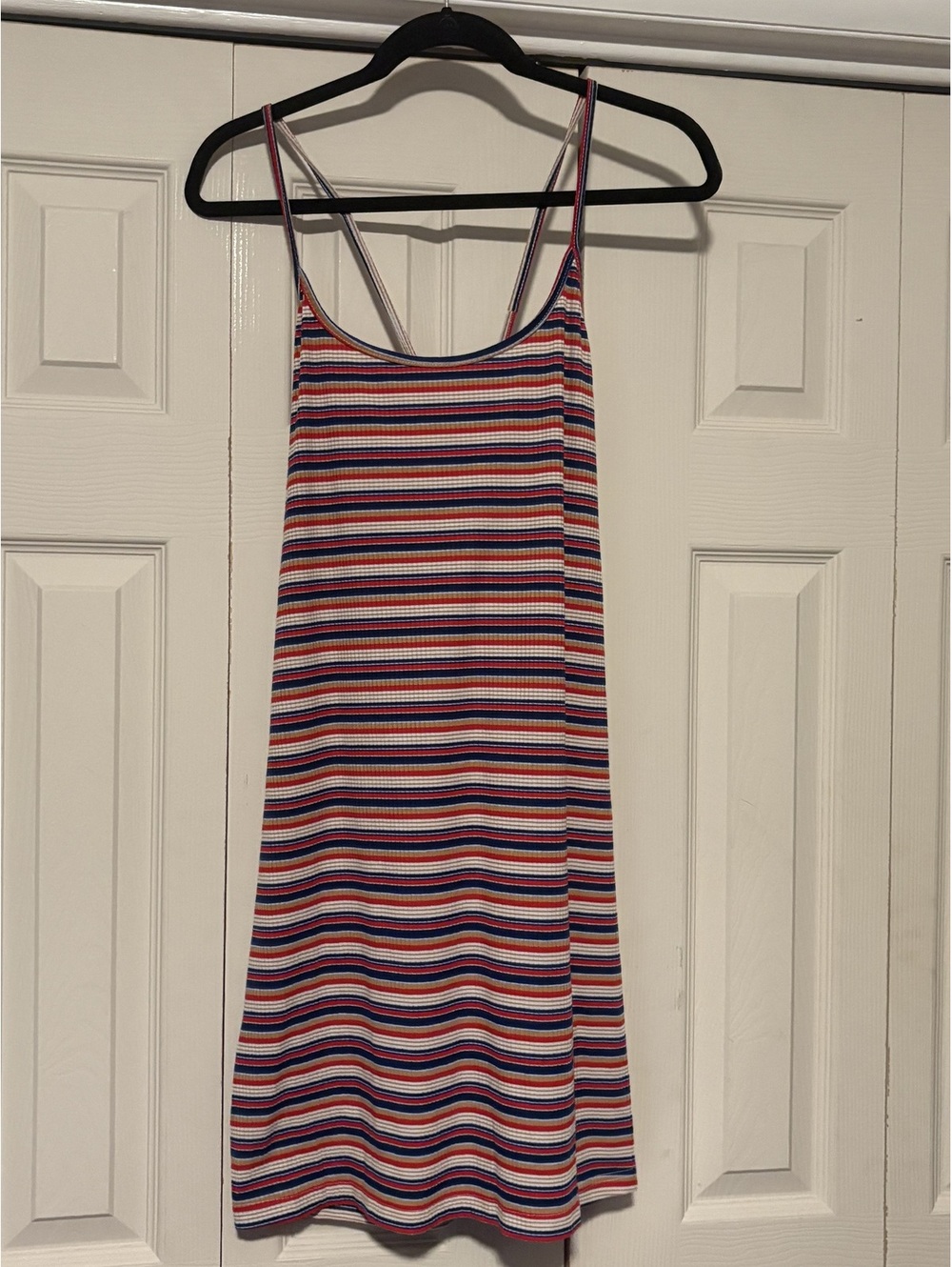 Striped Lace Up Back Dress Coastal Americana Nautical Preppy Summer Dress